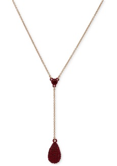 "Dkny Gold-Tone Pave Crystal Lariat Necklace, 16"" + 3"" extender - Red"