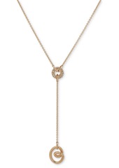 "Dkny Gold-Tone Pave Ring & Twist Lariat Necklace, 16"" + 3"" extender - White"