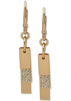 Dkny Gold-Tone Pave Shaky Tag Drop Earrings - Crystal Wh
