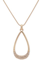 Dkny Gold-Tone Pave Teardrop 42" Long Pendant Necklace, Created for Macy's