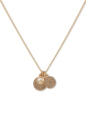 "Dkny Gold-Tone Shaky Crystal & Pave Disc Multi-Charm Pendant Necklace, 16"" + 3"" extender - Jet"