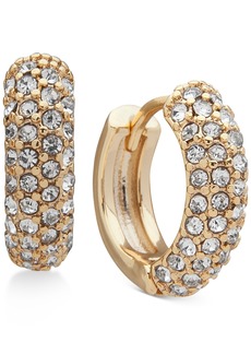 "Dkny Gold-Tone Small Micropave Huggie Hoop Earrings, 7/10"" - Gold"