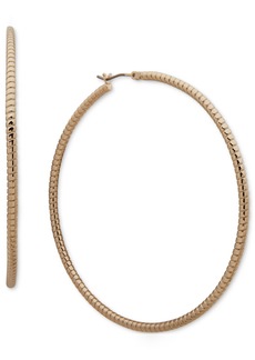 "Dkny Gold-Tone Thin Snake Chain Large Hoop Earrings, 2.45"" - Gold"