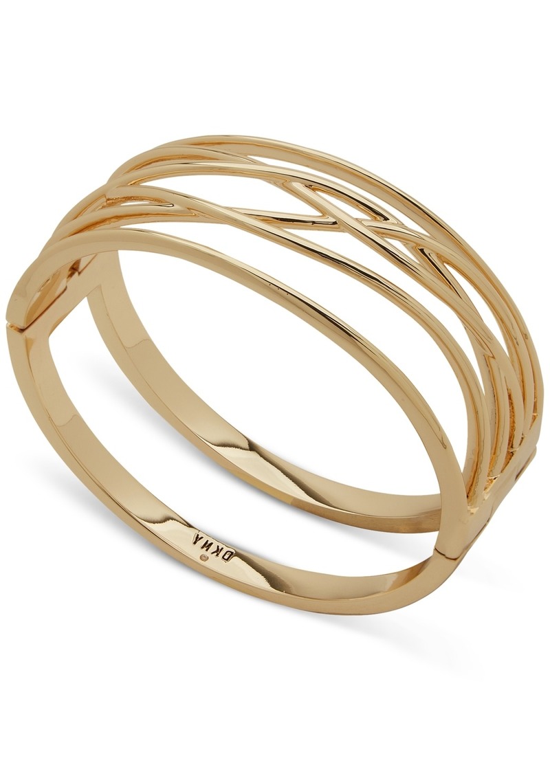 Dkny Gold-Tone Wide Openwork Bangle Bracelet - Gold