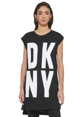 Dkny High-Low Logo Tunic - White/black
