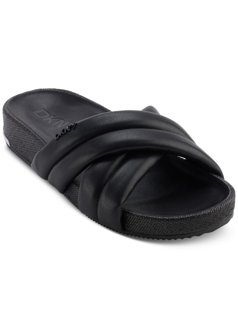 Dkny Women's Indra Criss Cross Strap Foot Bed Slide Sandals, Created for Macy's - Black