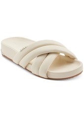 Dkny Women's Indra Criss Cross Strap Foot Bed Slide Sandals, Created for Macy's - Silver