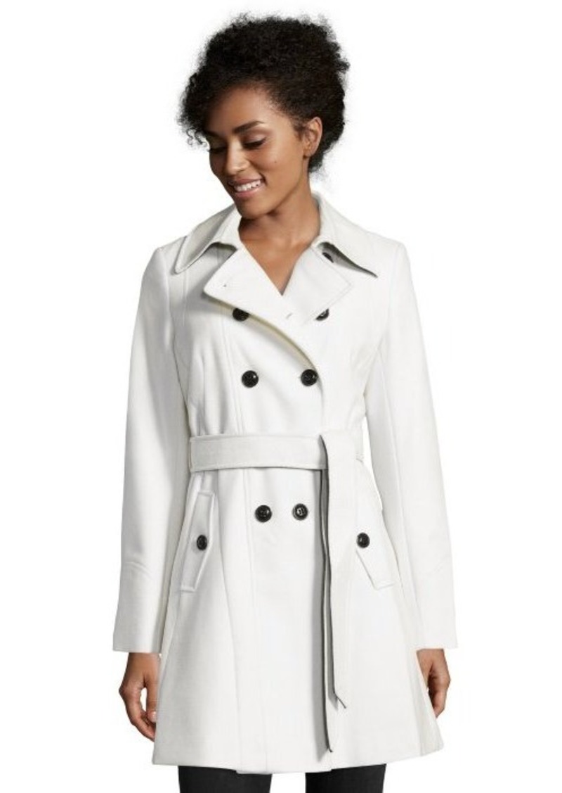 DKNY DKNY ivory wool blend 'Blake' belted 3/4 length trench coat ...