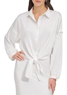 Dkny Jacquard Tie Front Blouse