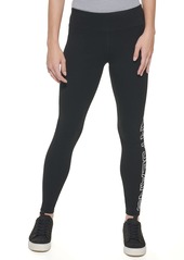 DKNY Jeans Women's Casual Mid Rise Logo Leggings BLK/WHT XL