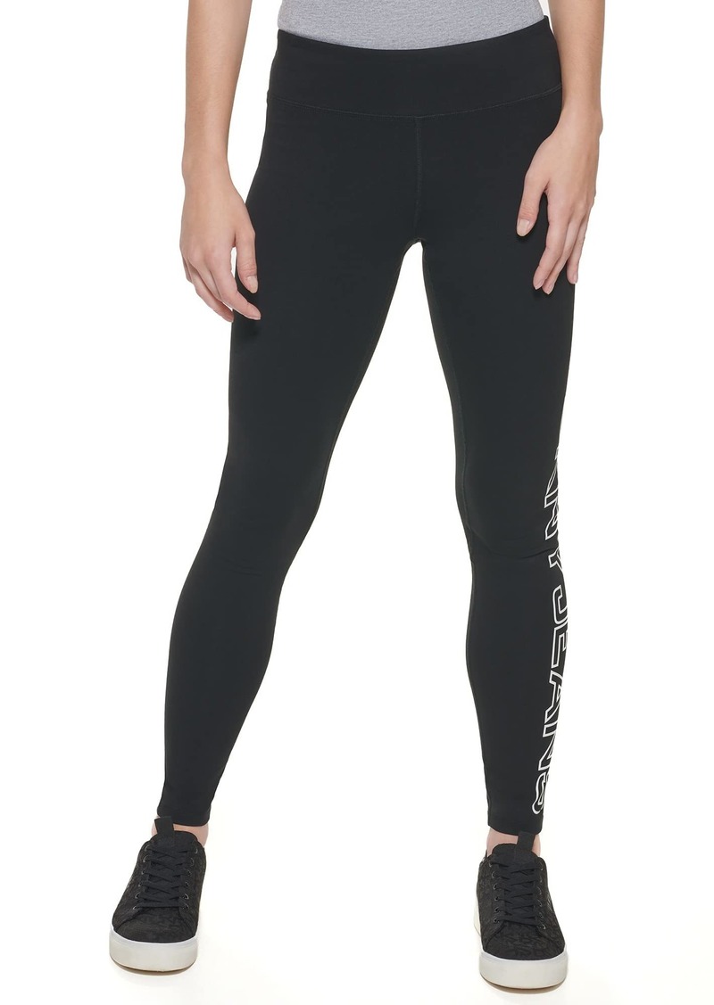 DKNY Jeans Women's Casual Mid Rise Logo Leggings BLK/WHT L