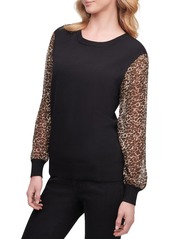DKNY Leopard Sleeve Sweater