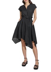 Dkny Linen Asymmetrical Shirt Dress