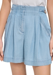 Dkny Linen High Rise Pleat Front Shorts