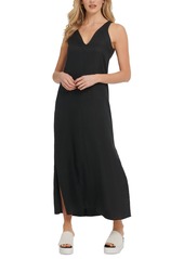 Dkny Linen V-Neck Maxi Dress - Black