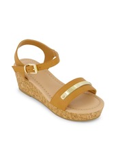 Dkny Little and Big Girls Amber Metal Strap Wedge Sandals - Cognac