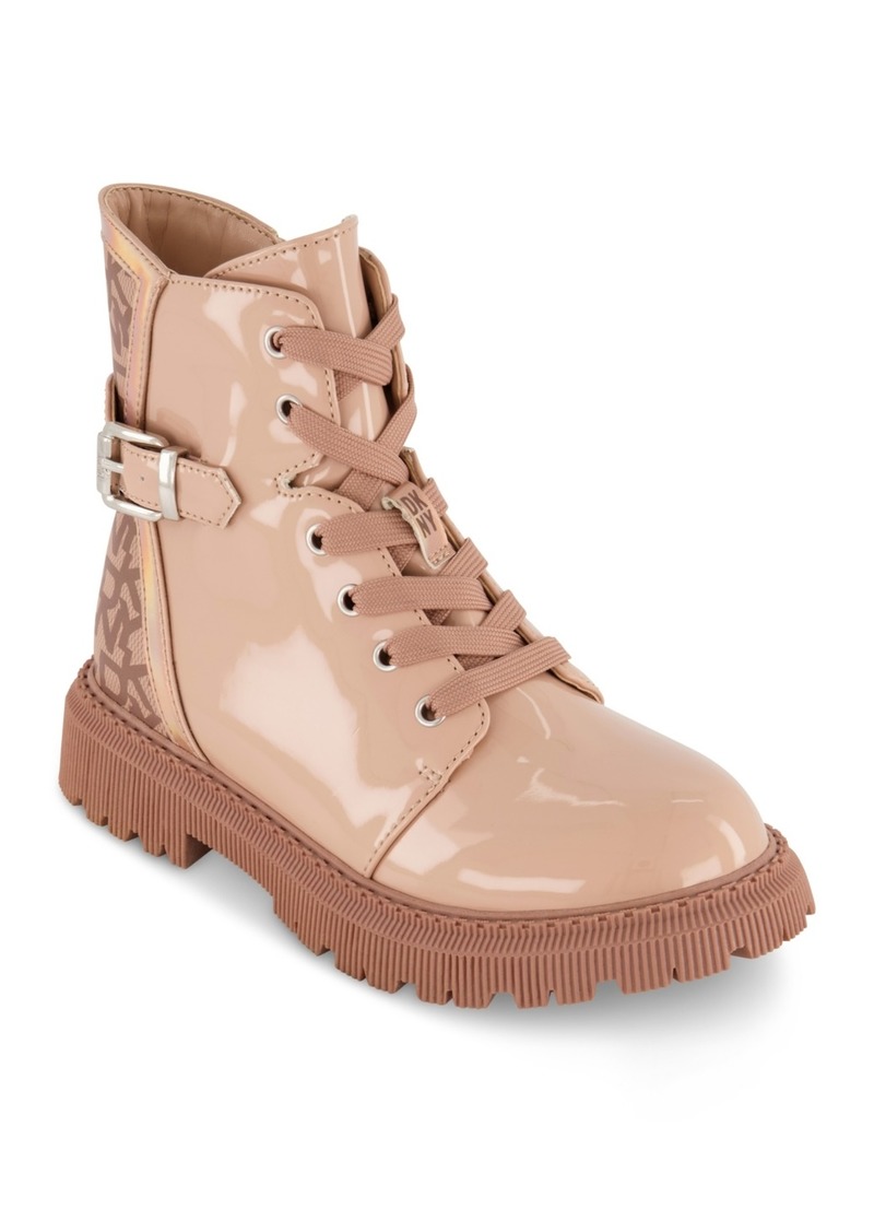 Dkny Little Girls All Over Logo Moto Boots - Taupe