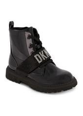Dkny Little Girls Elastic Logo Strap Moto Boots - Black