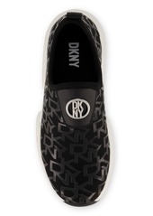 Dkny Little Girls Lightweight Slip On All Over Logo Sneakers - Black