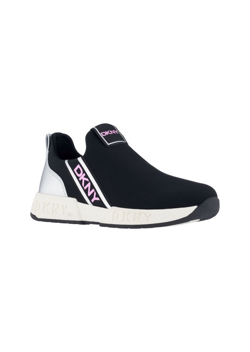 Dkny Little Girls Slip-On Padded Maddie Stripe Sneakers - Black, Pink