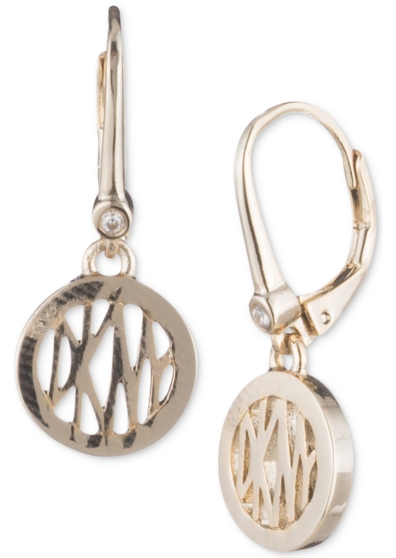 Dkny Logo Circle Drop Earrings - Gold