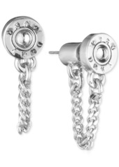Dkny Logo Rivet Chain Front & Back Earrings - Silver