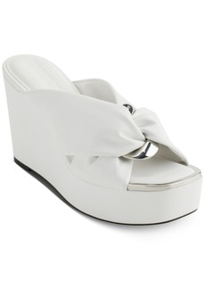 Dkny Women's Maryn Chain Twist Platform Wedge Sandals - Bright White