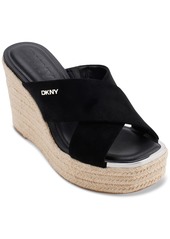 Dkny Women's Maryn Crossband Espadrille Platform Wedge Sandals - Silver