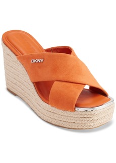 Dkny Women's Maryn Crossband Espadrille Platform Wedge Sandals - Spicy Orange