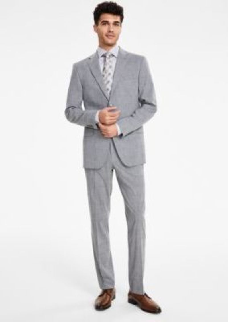 Dkny Mens Black White Plaid Modern Suit Separates