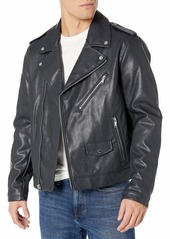 DKNY Men's Classic Asymmetrical Faux Leather Motorcycle Jacket