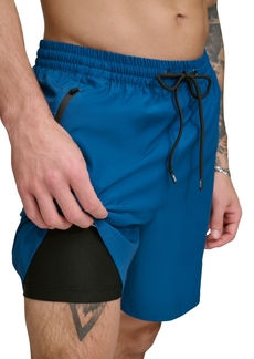 "Dkny Men's Core Arch Logo Stretch 7"" Volley Shorts - Poseidon"