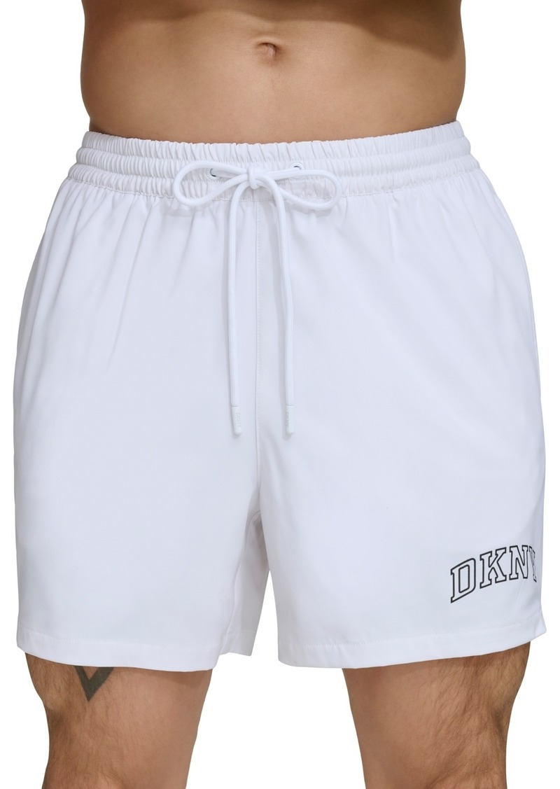 "Dkny Men's Core Logo Stretch 5"" Volley Shorts - Brilliant White"