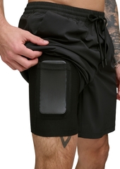 "Dkny Men's Core Stretch Hybrid 7"" Volley Shorts - Black"