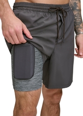 "Dkny Men's Core Stretch Hybrid 7"" Volley Shorts - Black"