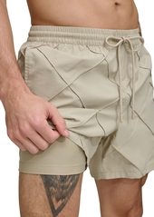 "Dkny Men's Diamond Pintuck Performance 5"" Volley Shorts - Poseidon"