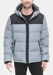 Dkny Men's Mixed-Media Puffer Coat, Created for Macy's - Reflective