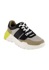 Dkny Men's Mixed Media Runner with Front Logo Strap Sneakers - Tan