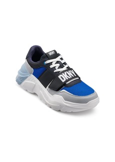 Dkny Men's Mixed Media Runner with Front Logo Strap Sneakers - Navy