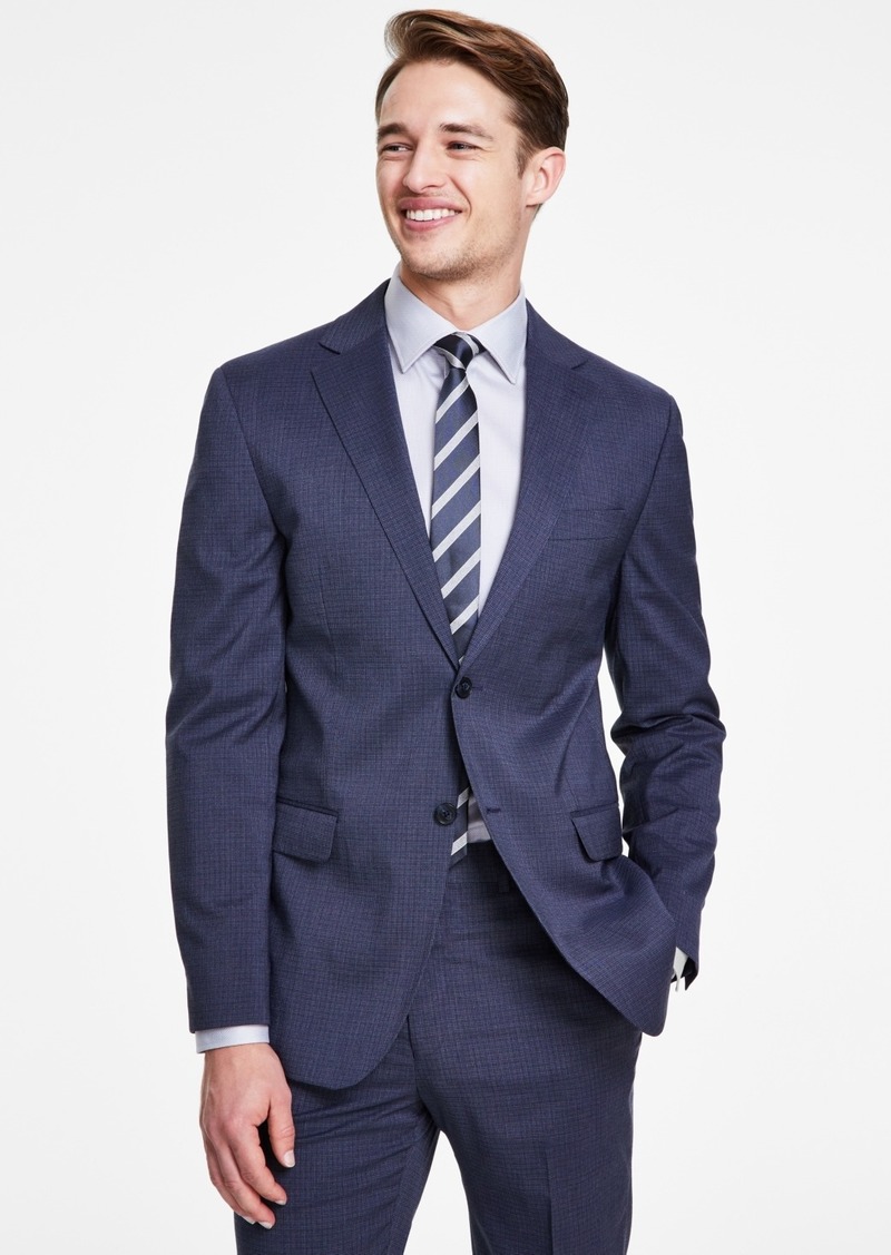Dkny Men's Modern-Fit Blue Mini Check Suit Separate Jacket - Blue