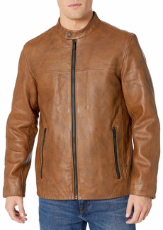 DKNY Men's Modern Lamb Leather Racer Jacket