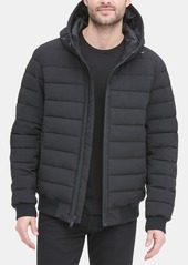 Dkny Men's Quilted Hooded Bomber Jacket