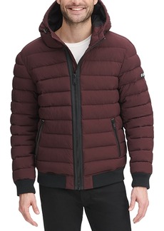 Dkny Men's Quilted Hooded Bomber Jacket - Oxblood