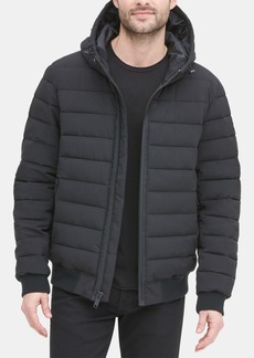 Dkny Men's Quilted Hooded Bomber Jacket - Black
