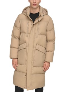 Dkny Men's Quilted Hooded Duffle Parka - Khaki