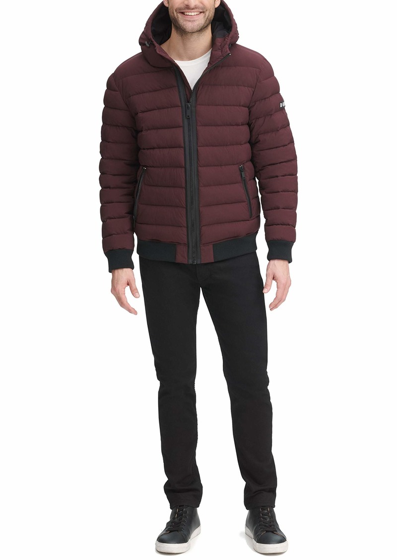 DKNY Men's Quilted Performance Hooded Bomber Jacket