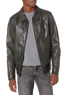 DKNY Men's Faux Leather Extra Long Parka Coat - Macy's