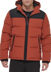 DKNY Men's Shawn Quilted Mixed Media Hooded Puffer Jacket