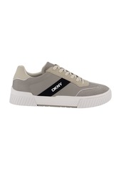 Dkny Men's Side Logo Perforated Two Tone Branded Sole Racer Toe Sneakers - Grey
