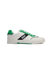 Dkny Men's Side Logo Perforated Two Tone Branded Sole Racer Toe Sneakers - White, Green